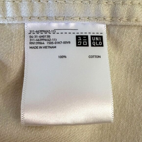 UNIQLO Denim Utility Chore Jacket Off-White Men's Large Military Field Button-Up - Picture 10 of 13